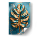Hoja Monstera Oro y Turquesa - Dav Madrid | Cuadro decorativo de Canvas Lab