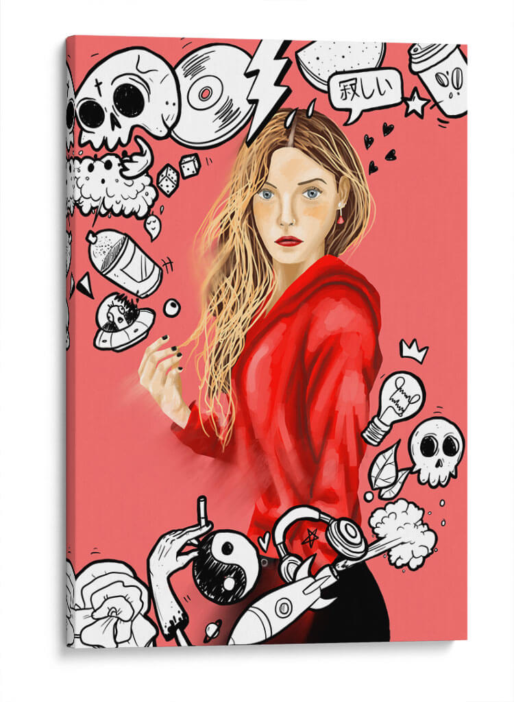Doodle Girl - Ash | Cuadro decorativo de Canvas Lab