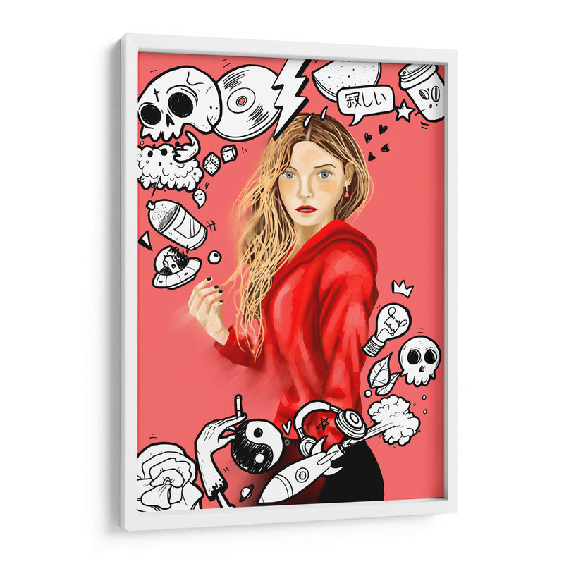 Doodle Girl - Ash | Cuadro decorativo de Canvas Lab