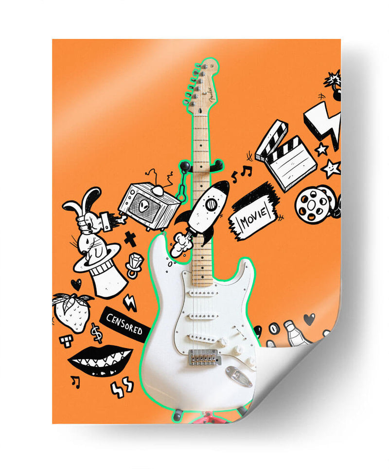 Doodle Guitar - Ash | Cuadro decorativo de Canvas Lab