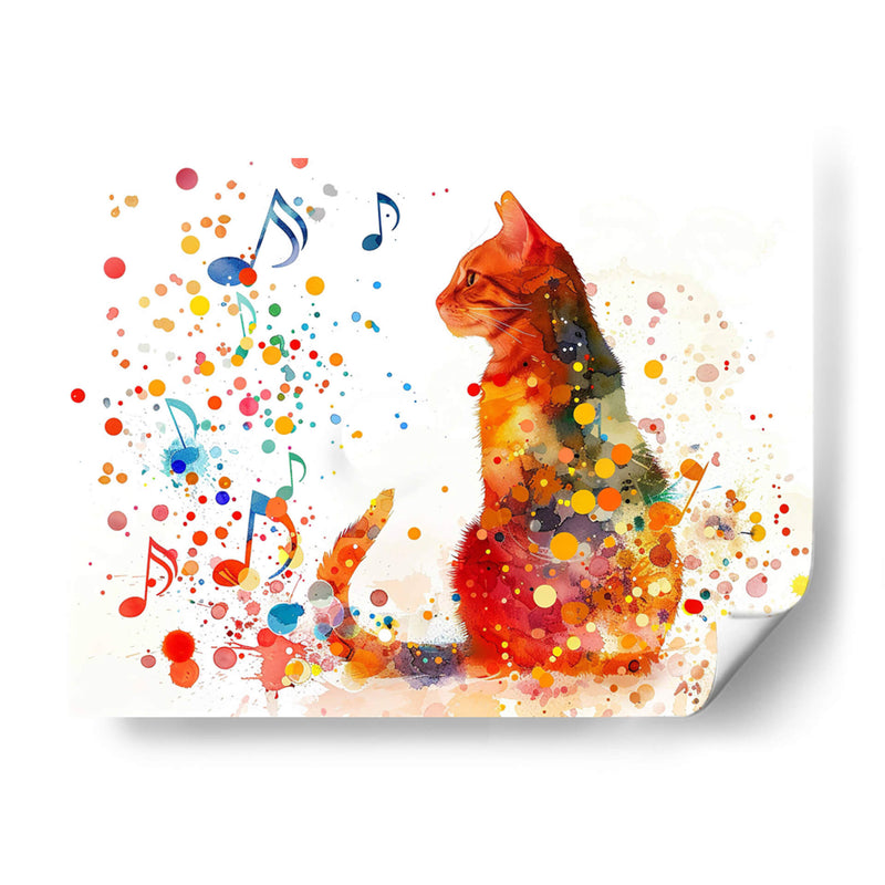 Gato y Música - Cecilia Flores | Cuadro decorativo de Canvas Lab