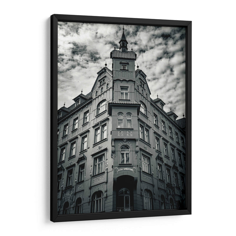 Esquina en Praga. Blanco y negro - Claudia Luna | Cuadro decorativo de Canvas Lab