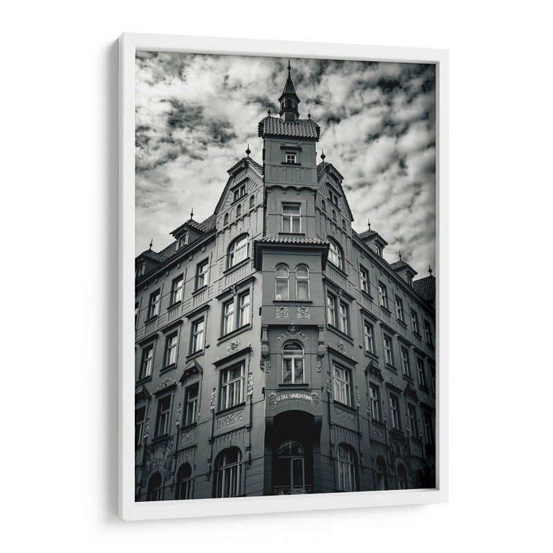 Esquina en Praga. Blanco y negro - Claudia Luna | Cuadro decorativo de Canvas Lab