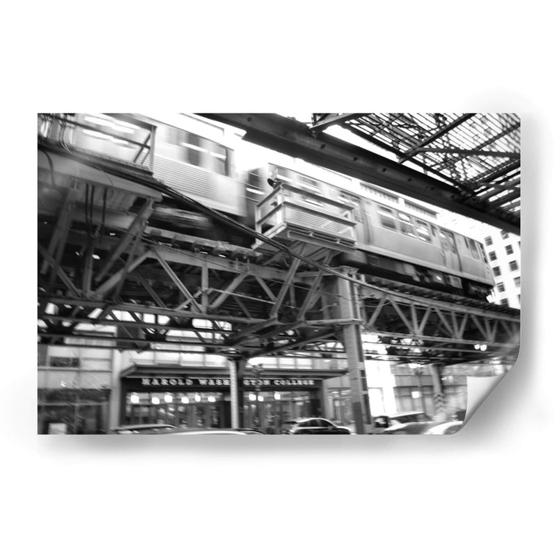 Subway over Harold Washington College (BW) - 2HumanKind | Cuadro decorativo de Canvas Lab