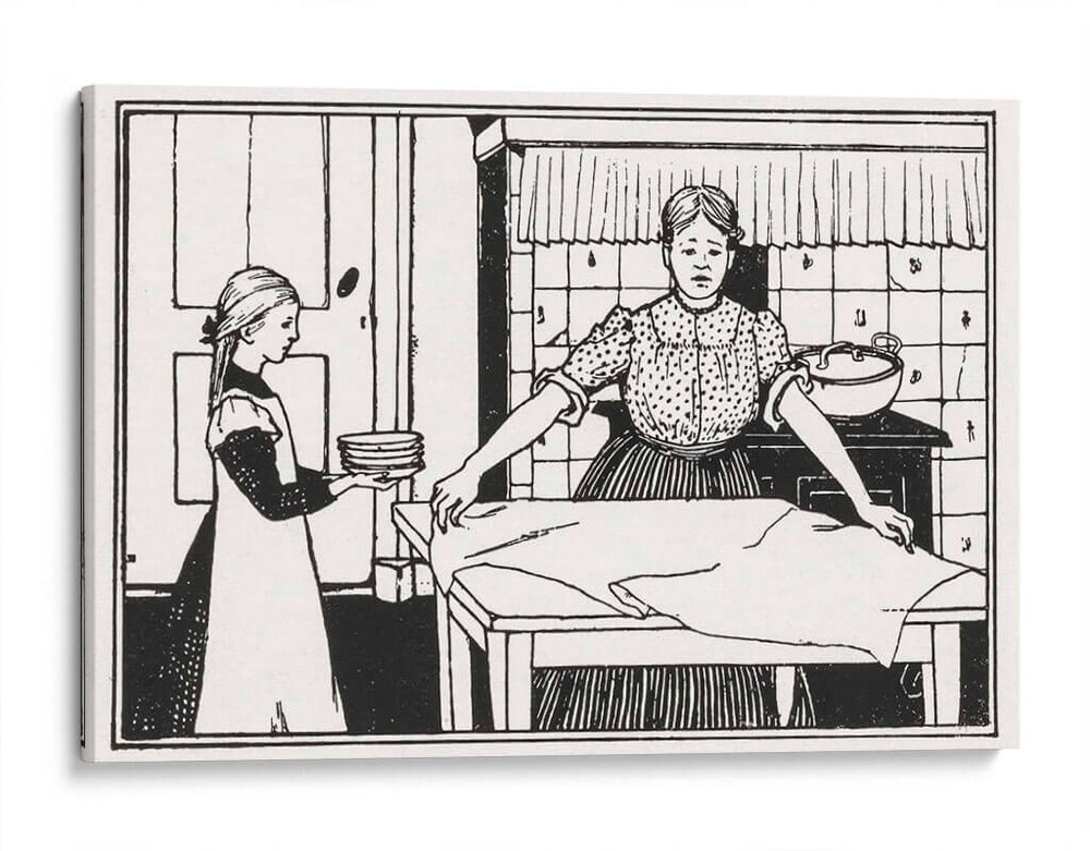 Mamá e hija haciendo las tareas del hogar - Julie de Graag | Cuadro decorativo de Canvas Lab