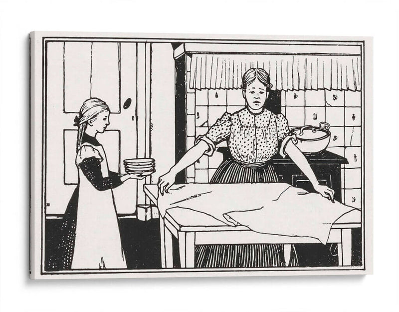 Mamá e hija haciendo las tareas del hogar - Julie de Graag | Cuadro decorativo de Canvas Lab