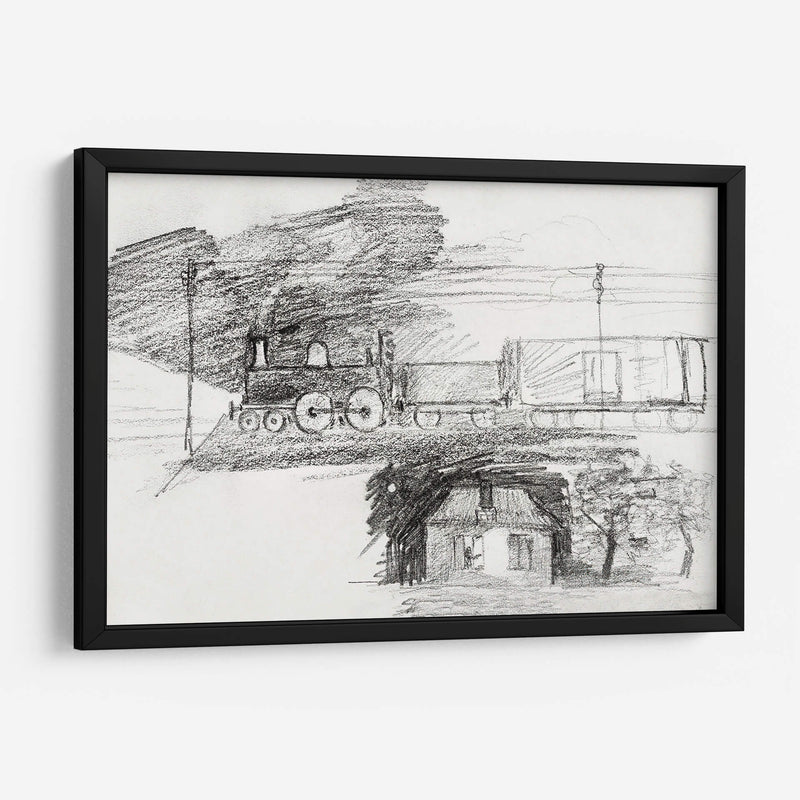 Locomotora de vapor y una casa con chimenea - Julie de Graag | Cuadro decorativo de Canvas Lab