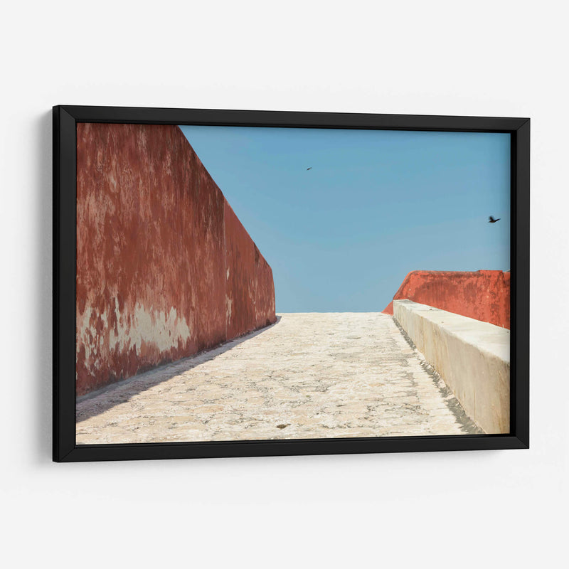 Escena minimalista roja, blanca y azul - Wandering Pixels Co. | Cuadro decorativo de Canvas Lab