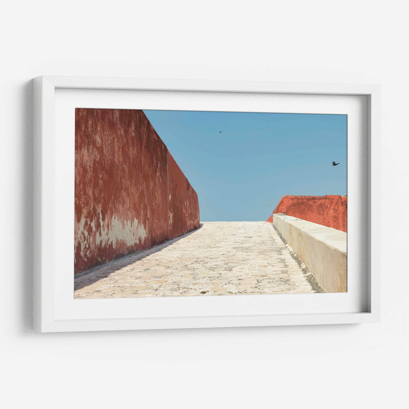 Escena minimalista roja, blanca y azul - Wandering Pixels Co. | Cuadro decorativo de Canvas Lab