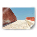 Escena minimalista roja, blanca y azul - Wandering Pixels Co. | Cuadro decorativo de Canvas Lab