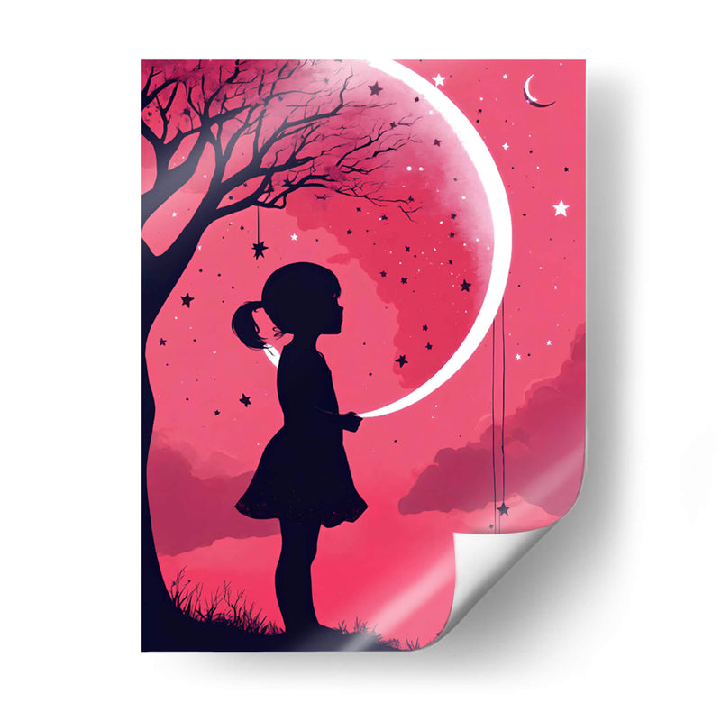 Niña y Luna Llena - DEA Digital Esoteric Art | Cuadro decorativo de Canvas Lab