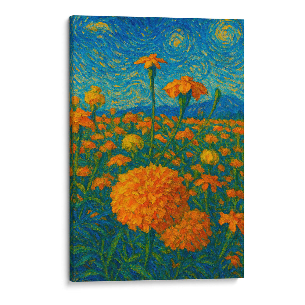 Sueños de cempasúchil bajo un cielo en espiral. - Nosion | Cuadro decorativo de Canvas Lab