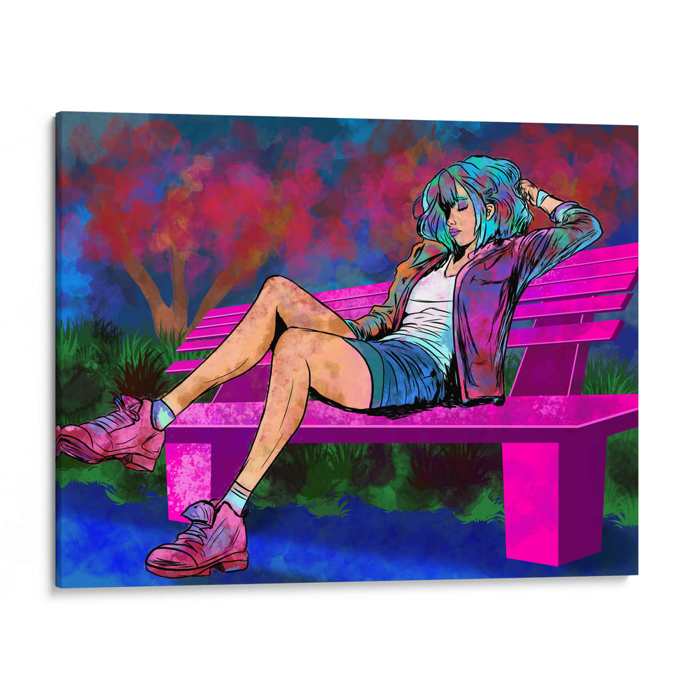 Chica Descansando en una Banca de Parque - Donaldo Meda  | Cuadro decorativo de Canvas Lab