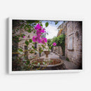Callejón Mexicano Romántico con Flores y Muros de Piedra – Morelia, Fotografía Callejera Colonial. - Nosion | Cuadro decorativo de Canvas Lab