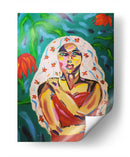 Mujer con flores en el cabello - Jimena Escobedo | Cuadro decorativo de Canvas Lab