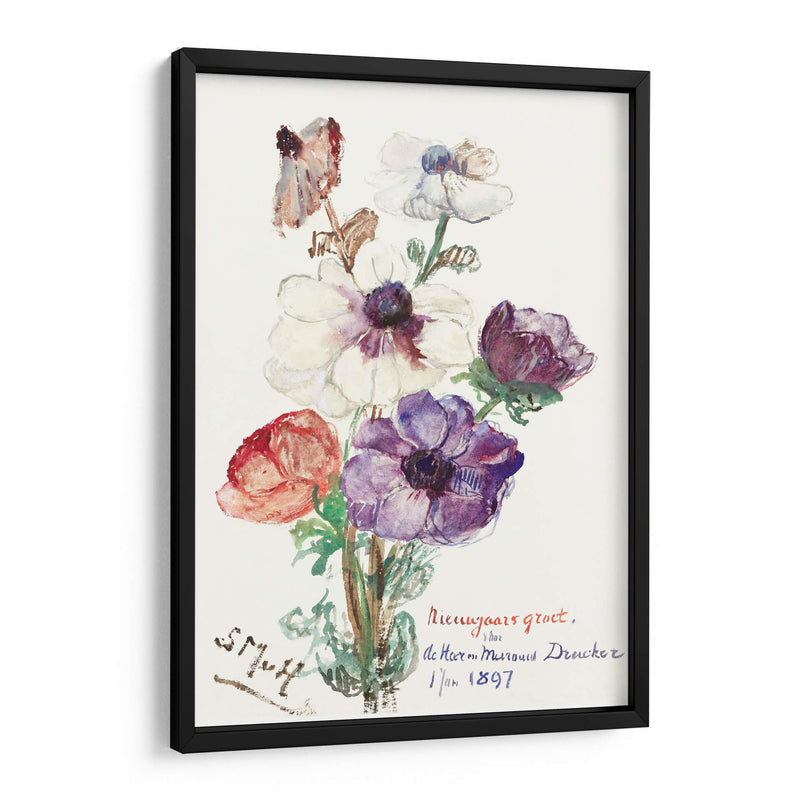 Saludo de año nuevo con anémonas - Sientje Mesdag-van Houten | Cuadro decorativo de Canvas Lab