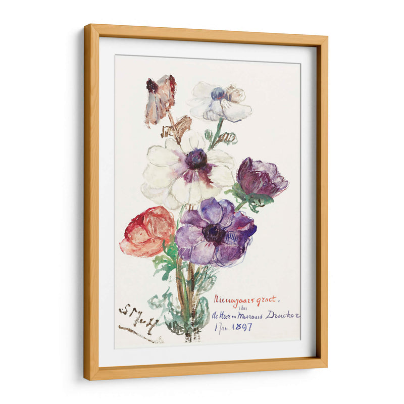 Saludo de año nuevo con anémonas - Sientje Mesdag-van Houten | Cuadro decorativo de Canvas Lab