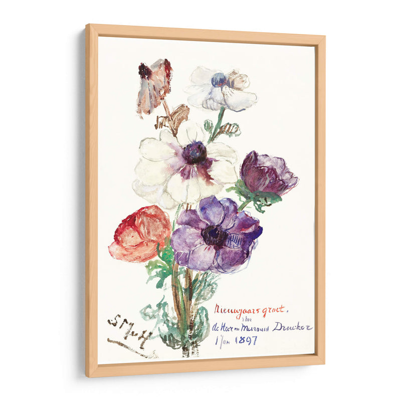 Saludo de año nuevo con anémonas - Sientje Mesdag-van Houten | Cuadro decorativo de Canvas Lab