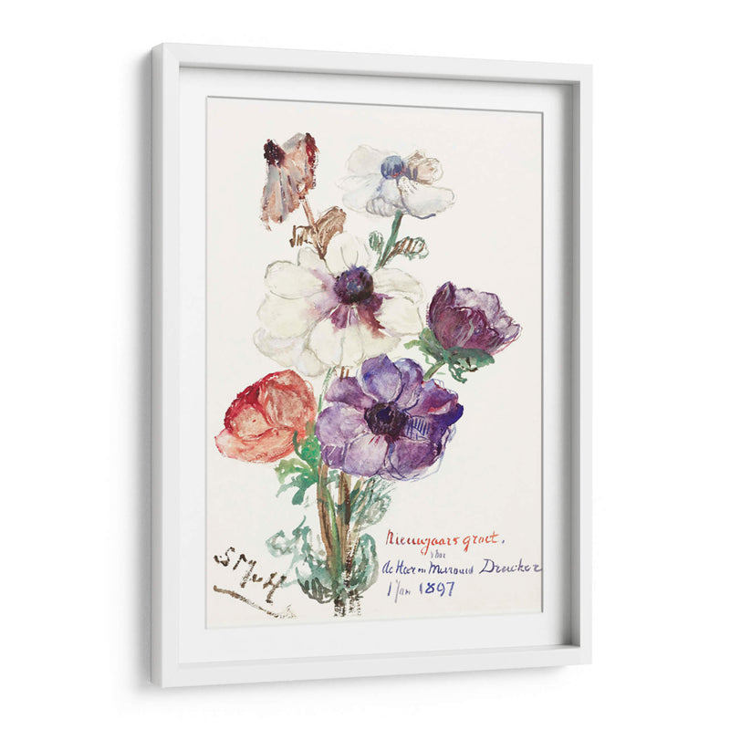 Saludo de año nuevo con anémonas - Sientje Mesdag-van Houten | Cuadro decorativo de Canvas Lab