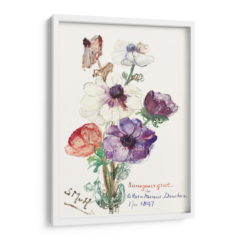 Saludo de año nuevo con anémonas - Sientje Mesdag-van Houten | Cuadro decorativo de Canvas Lab