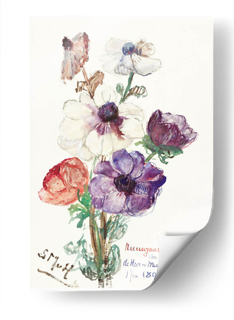 Saludo de año nuevo con anémonas - Sientje Mesdag-van Houten | Cuadro decorativo de Canvas Lab