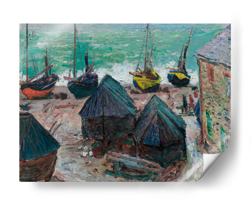 Barcos en la playa de Étretat - Claude Monet | Cuadro decorativo de Canvas Lab