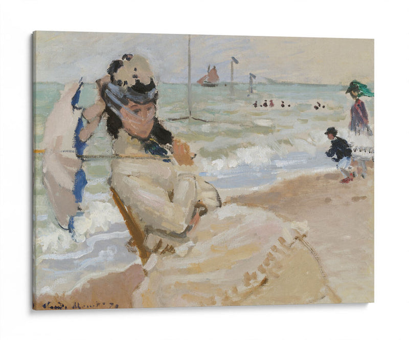 Camille en la playa de Trouville - Claude Monet | Cuadro decorativo de Canvas Lab