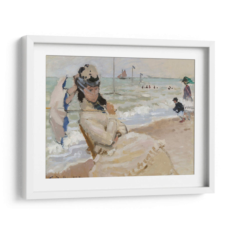 Camille en la playa de Trouville - Claude Monet | Cuadro decorativo de Canvas Lab