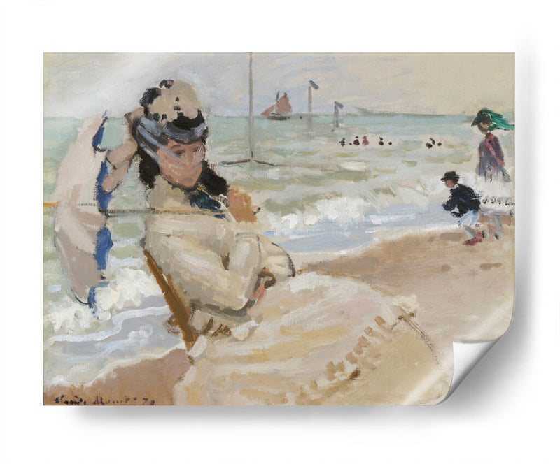 Camille en la playa de Trouville - Claude Monet | Cuadro decorativo de Canvas Lab