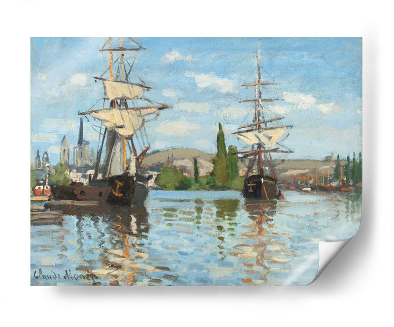 Barcos cabalgando en el Sena en Rouen - Claude Monet | Cuadro decorativo de Canvas Lab