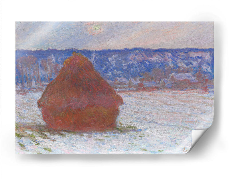 Pila de trigo (efecto de nieve, día nublado) - Claude Monet | Cuadro decorativo de Canvas Lab