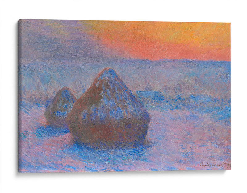 Pilas de trigo, puesta de sol, efecto nieve - Claude Monet | Cuadro decorativo de Canvas Lab