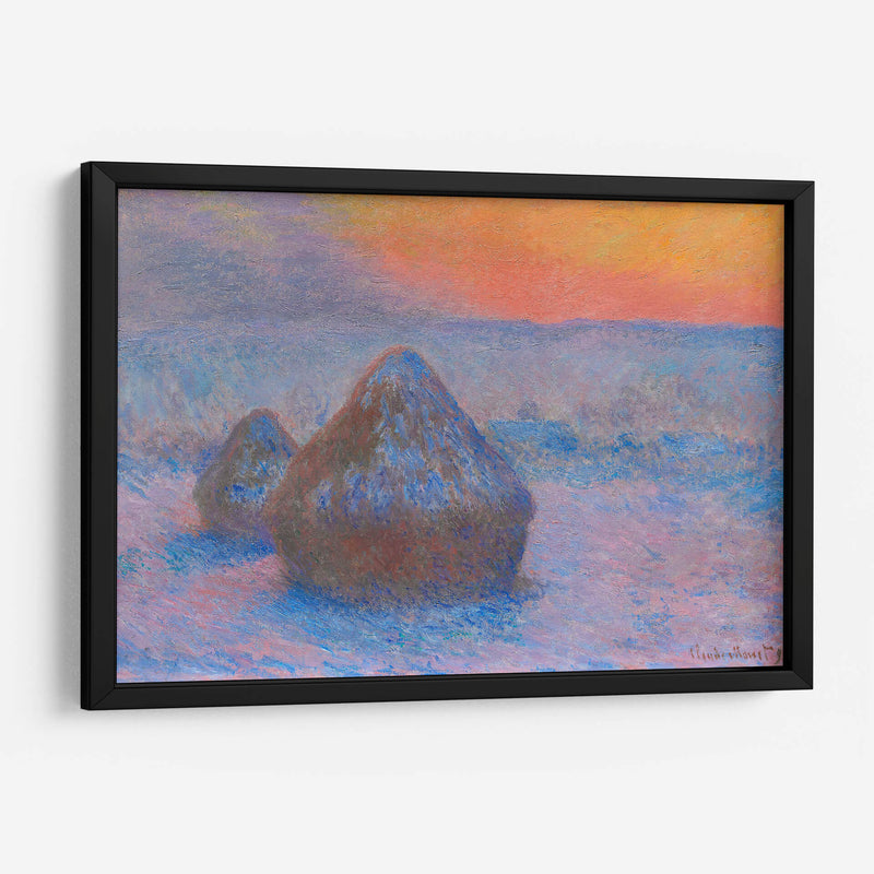 Pilas de trigo, puesta de sol, efecto nieve - Claude Monet | Cuadro decorativo de Canvas Lab