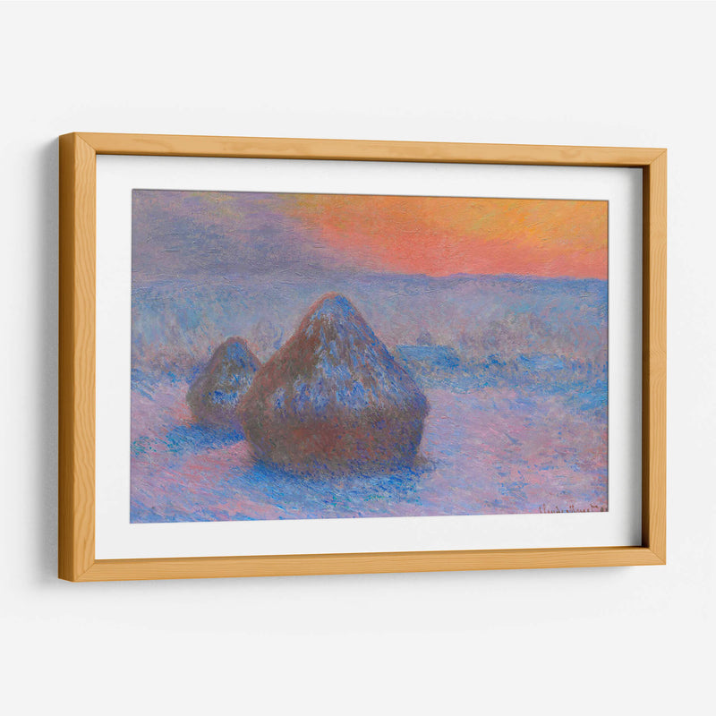 Pilas de trigo, puesta de sol, efecto nieve - Claude Monet | Cuadro decorativo de Canvas Lab