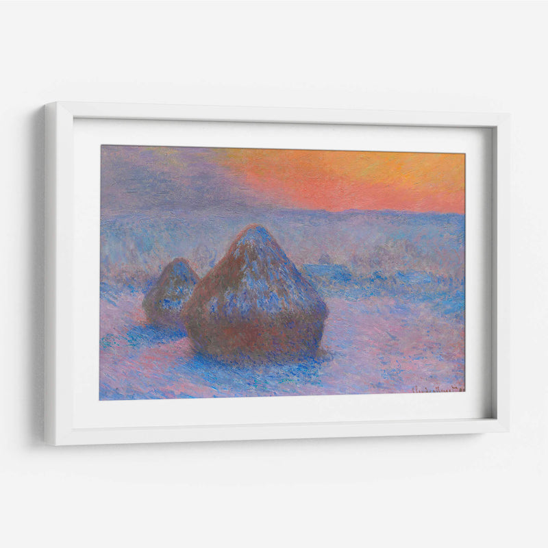 Pilas de trigo, puesta de sol, efecto nieve - Claude Monet | Cuadro decorativo de Canvas Lab