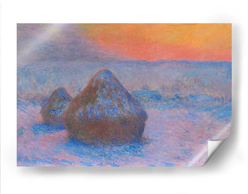 Pilas de trigo, puesta de sol, efecto nieve - Claude Monet | Cuadro decorativo de Canvas Lab