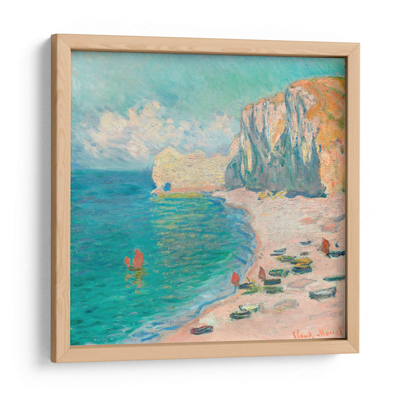 Étretat, la playa y la Falaise d'Amont - Claude Monet | Cuadro decorativo de Canvas Lab