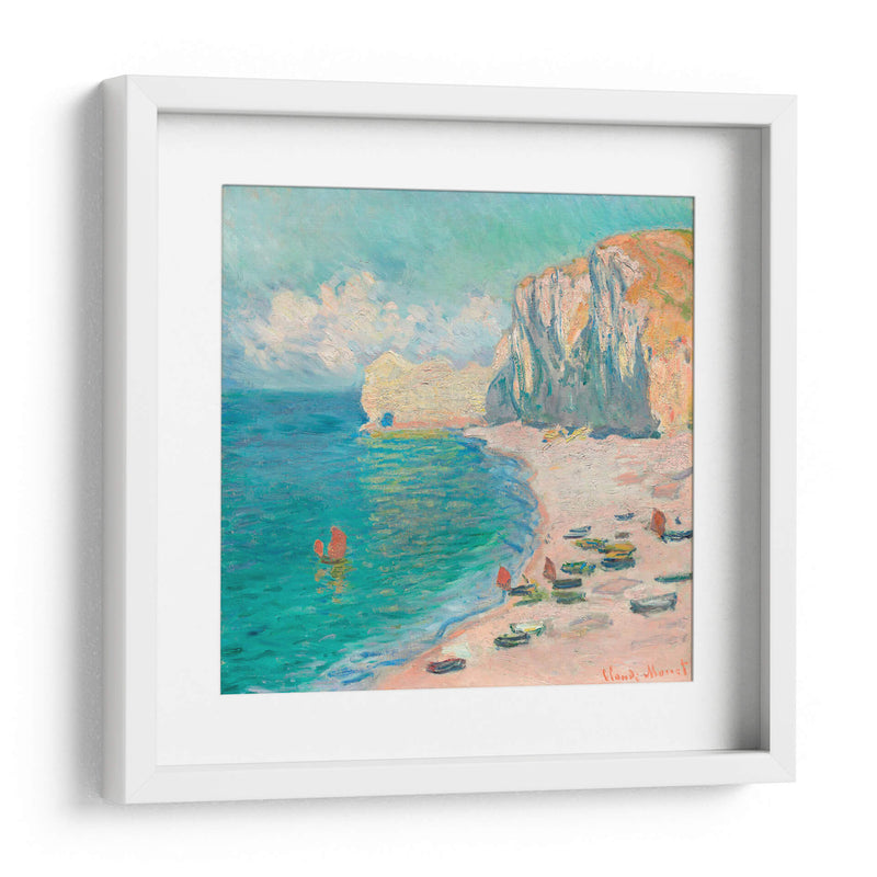 Étretat, la playa y la Falaise d'Amont - Claude Monet | Cuadro decorativo de Canvas Lab