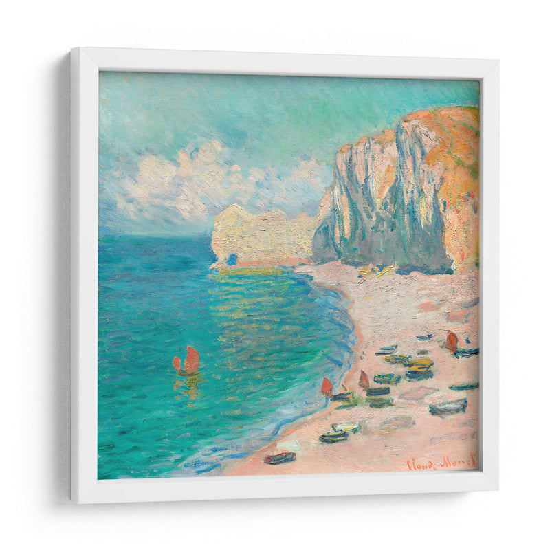 Étretat, la playa y la Falaise d'Amont - Claude O. Monet | Cuadro decorativo de Canvas Lab