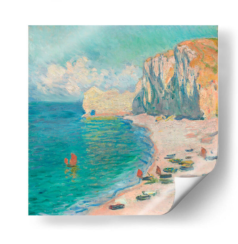 Étretat, la playa y la Falaise d'Amont - Claude Monet | Cuadro decorativo de Canvas Lab