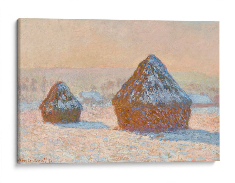 Pilas de trigo, efecto nieve, mañana - Claude Monet | Cuadro decorativo de Canvas Lab