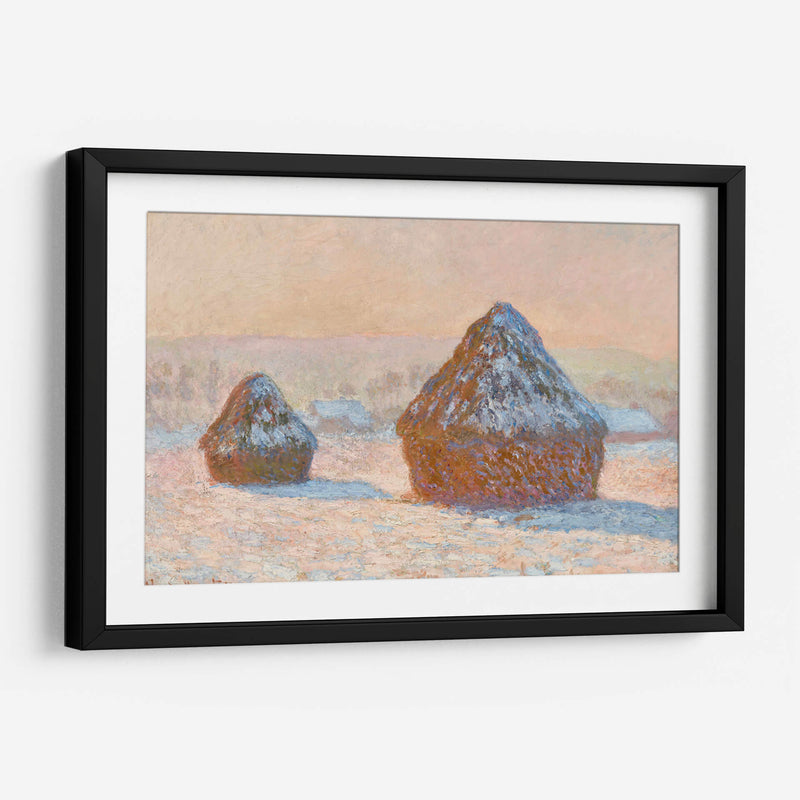 Pilas de trigo, efecto nieve, mañana - Claude Monet | Cuadro decorativo de Canvas Lab