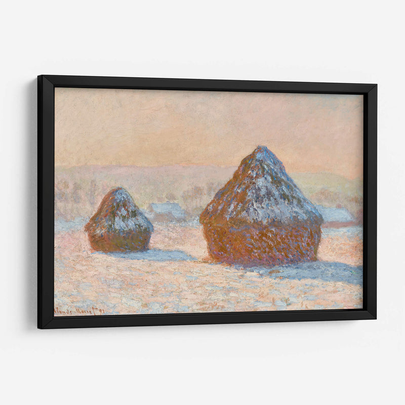 Pilas de trigo, efecto nieve, mañana - Claude Monet | Cuadro decorativo de Canvas Lab