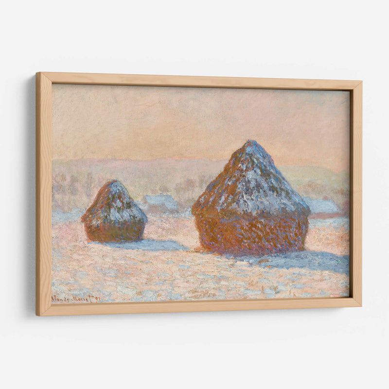 Pilas de trigo, efecto nieve, mañana - Claude Monet | Cuadro decorativo de Canvas Lab