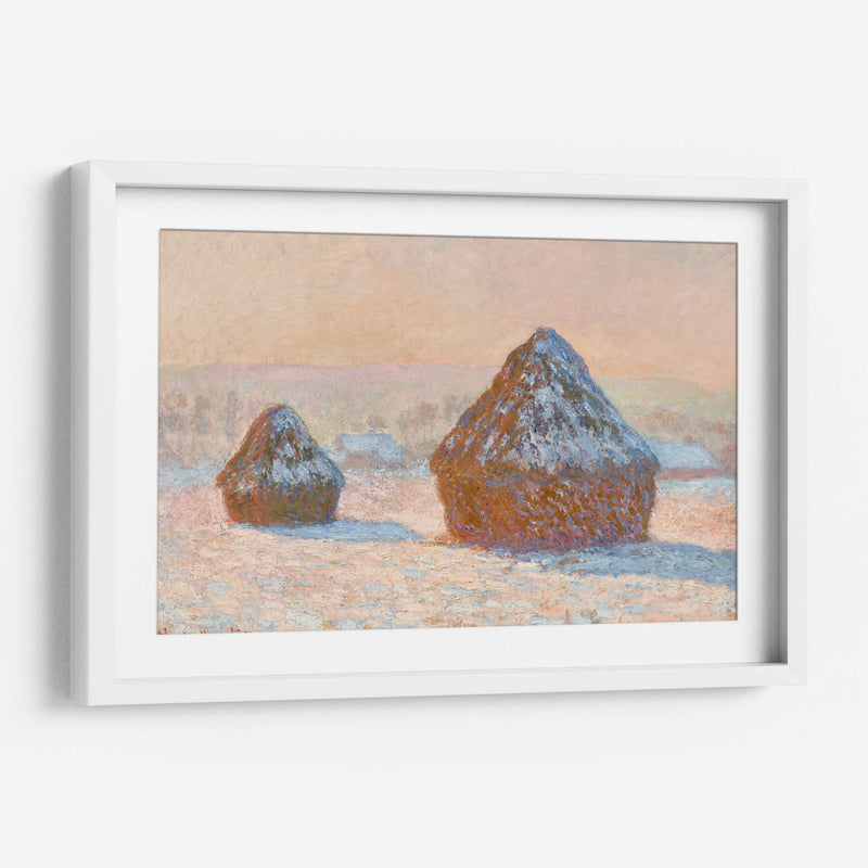 Pilas de trigo, efecto nieve, mañana - Claude Monet | Cuadro decorativo de Canvas Lab