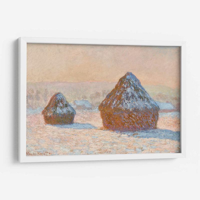 Pilas de trigo, efecto nieve, mañana - Claude Monet | Cuadro decorativo de Canvas Lab