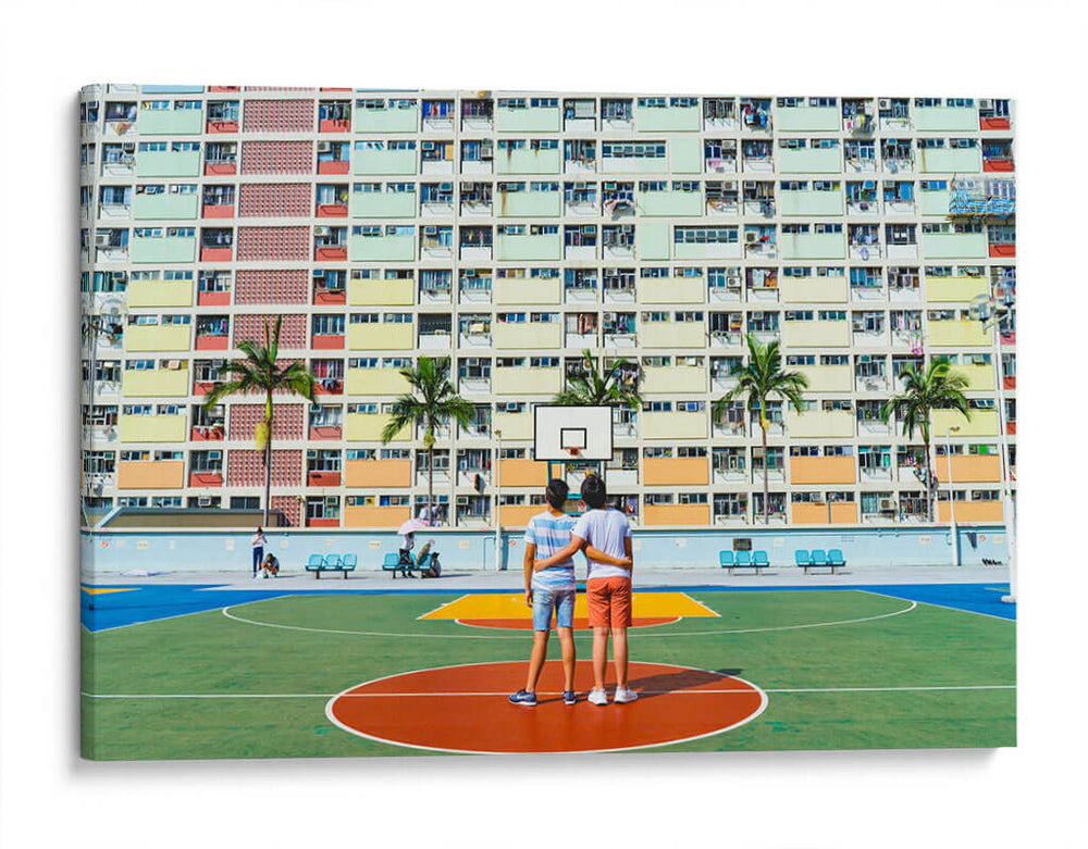Dos amigos en la cancha colorida | Cuadro decorativo de Canvas Lab