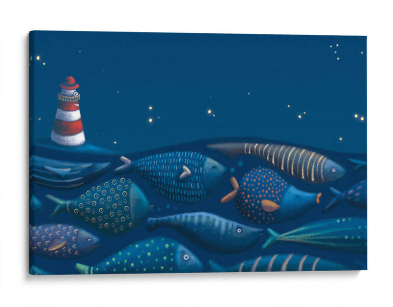 El faro y los peces | Cuadro decorativo de Canvas Lab