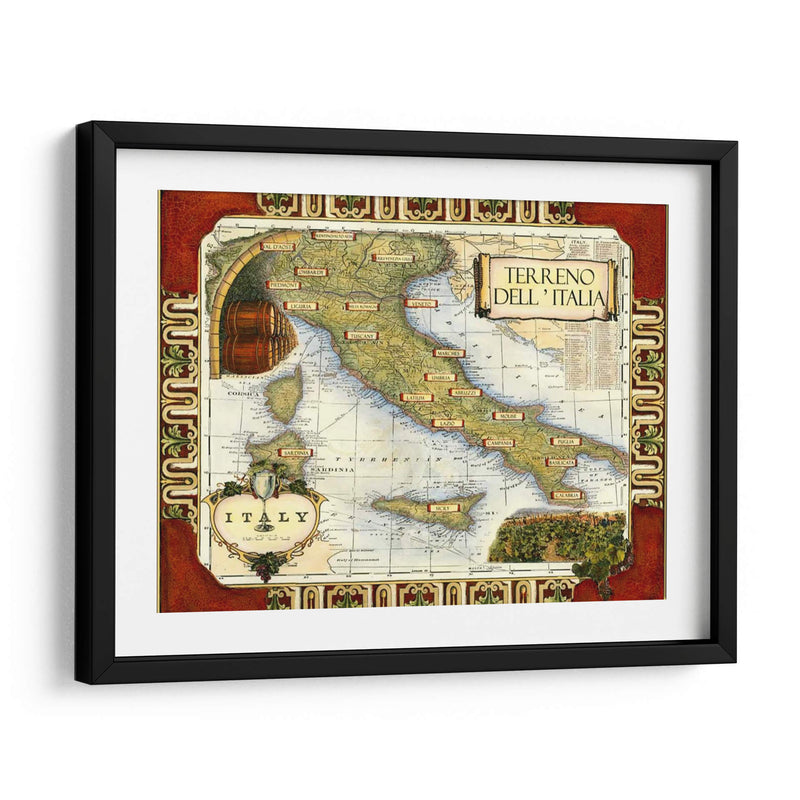 Vino Mapa De Italia El Cgp | Cuadro decorativo de Canvas Lab