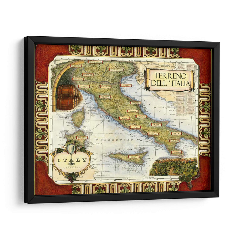 Vino Mapa De Italia El Cgp | Cuadro decorativo de Canvas Lab